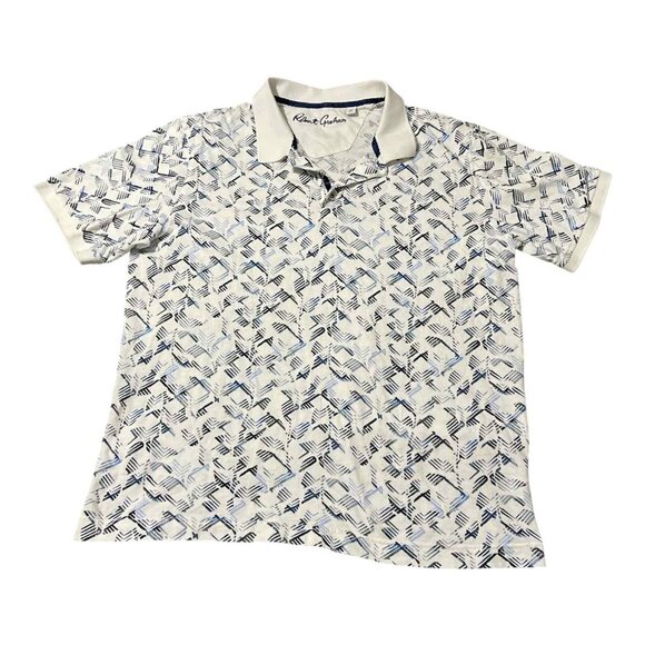 Robert Graham Other - Robert Graham Polo Shirt Mens Extra Large White Blue Geometric Pattern Classic